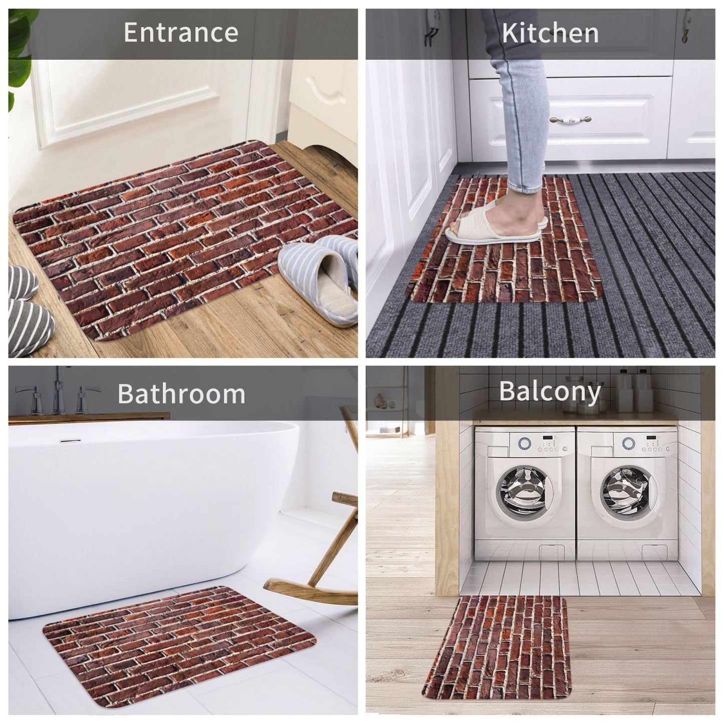FNXILQZ Red Brick Wall Stone Bricks Masonry Mats, Welcome Mat for Outdoor Indoor, Decorative Door Mat 16 X 24 in
