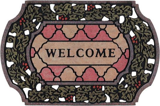 CHICHIC Entrance Door Mat Large 24 x 36 Inch Entry Way Doormat Front Door Rugs Outdoors Heavy Duty Welcome Mat Non Slip Rubber Back Low Profile for Garage, Patio, High Traffic Area, Small Flower