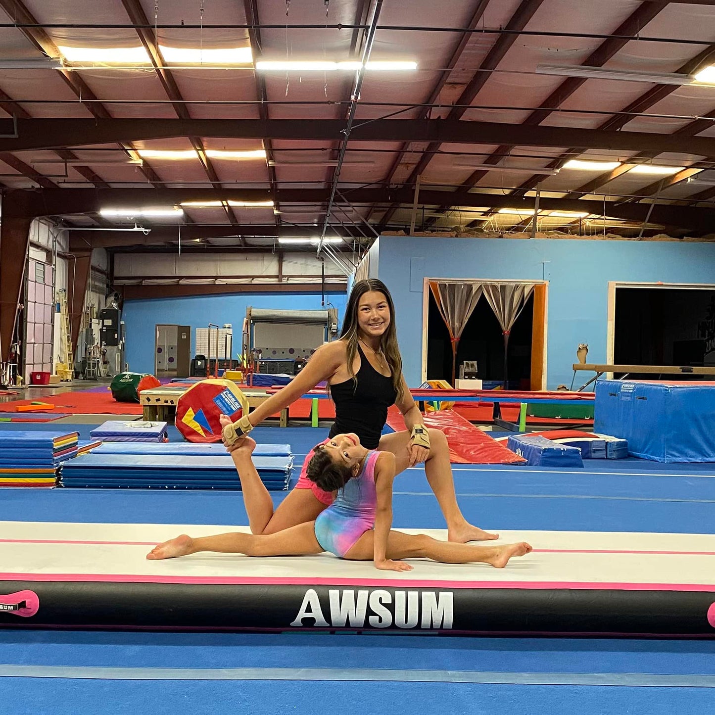 AWSUM 20ft x 5ft x 4inches Air Gymnastics Mat Inflatable Tumble Track Tumbling mat with Electric Pump for Home/Gym