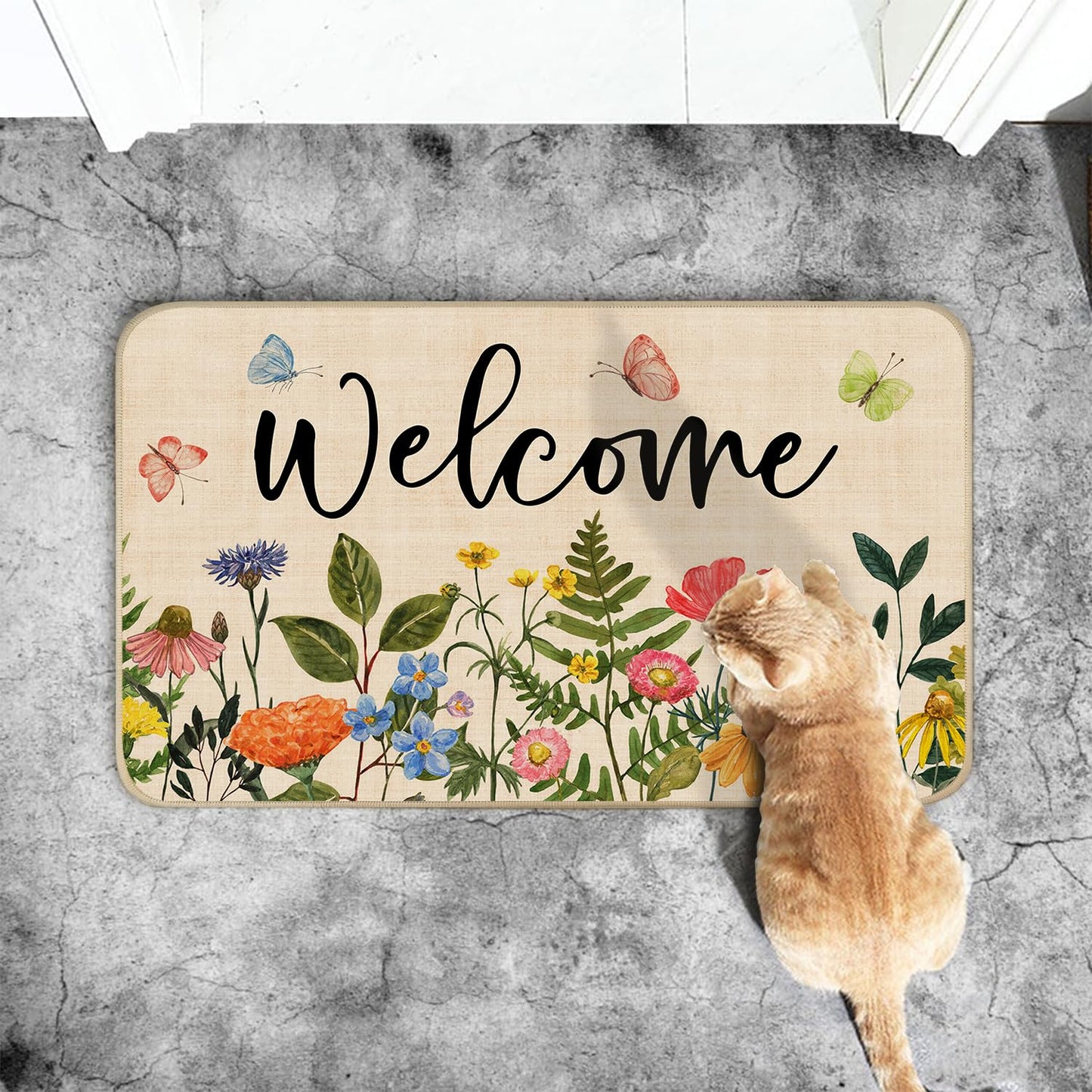 Nialnant Door Mat Outside Entrance, Floral Outdoor Mats for Front Door