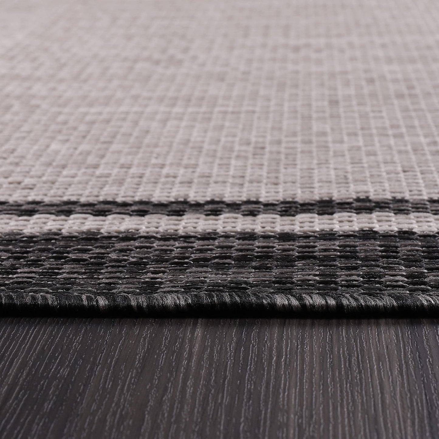 CAMILSON Indoor Outdoor Rug, 9x12 Bordered Gray Modern Area Rugs for Large Indoor and Outdoor Patios, Kitchen and Hallway Mats, Washable Porch Deck Outside Carpet (Bordered Grey, 9 x 12)