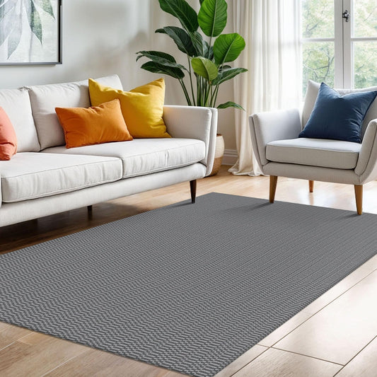 KOZYFLY Washable Area Rug 4x6 Ft Rubber Backed Rugs for Entryway Bedroom Throw Rugs Boho Entry Rug, Cotton Braided Floor Carpet for Dining Room Living Room, Grey/Charcoal Grey