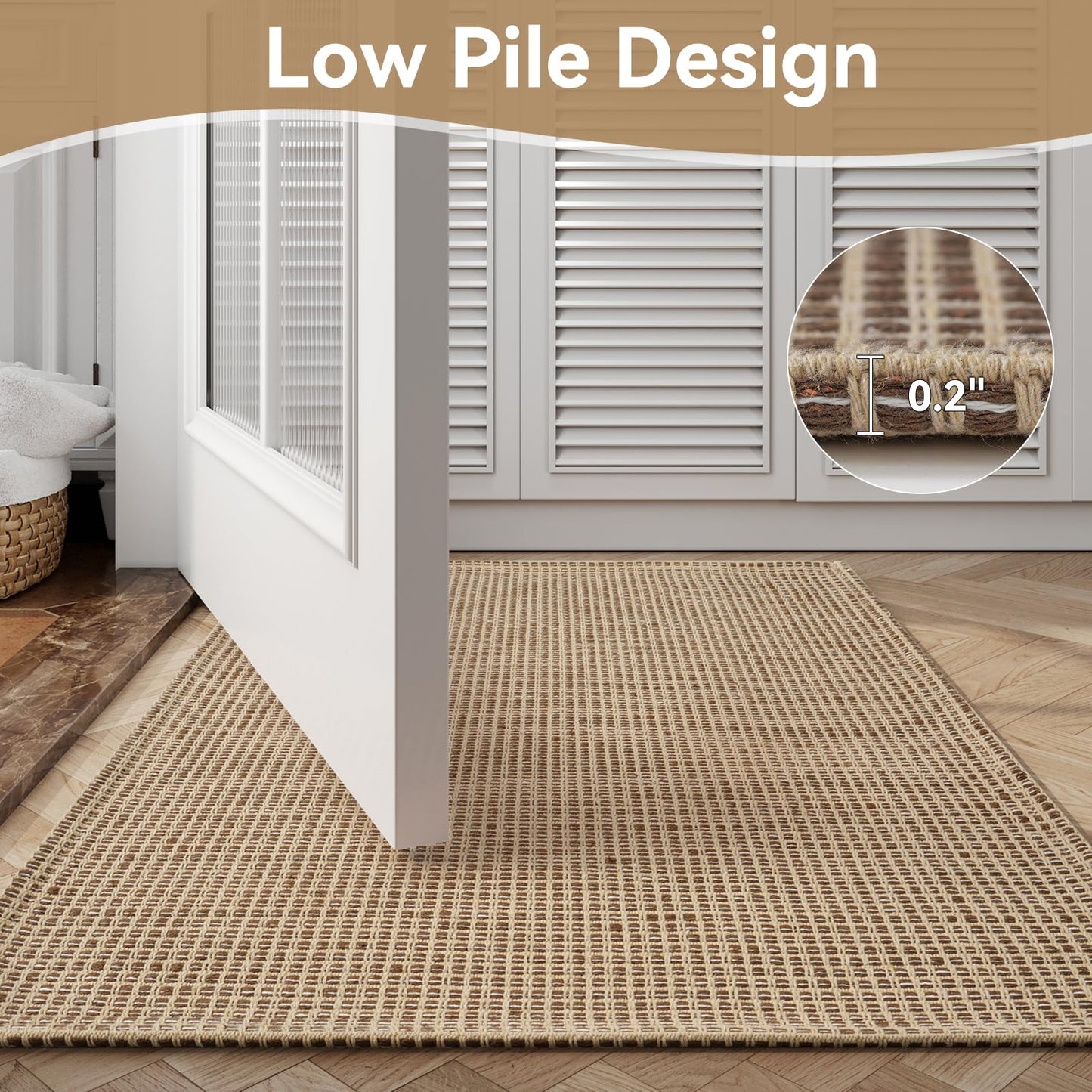 QiCaiJia Runner Rug for Hallway 2x6, Machine Washable Rug Runner Non Slip, Boho Woven Kitchen Runner, Low-Pile Indoor Entryway Rug for High Traffic Areas, Living Room, Laundry Room (2'x6', Brown)