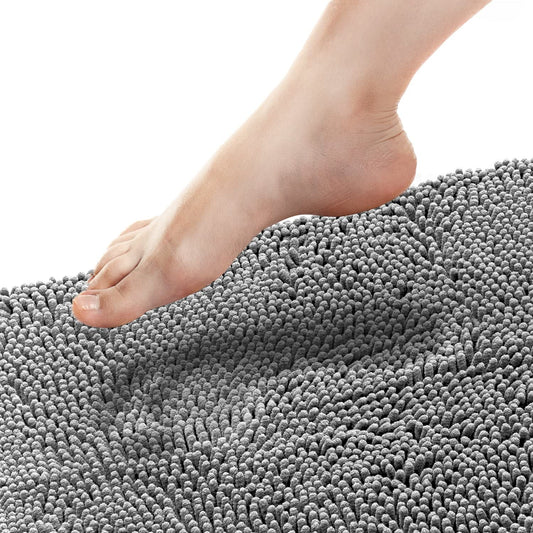 Tafts Bathroom Rugs, Extra-Thick Memory Foam Bath Mat, Ultra-Soft Chenille Microfiber, Highly Absorbent, Machine Washable, Shaggy Bath Mats for Bathroom, Non-Slip (21"x32") Space Grey