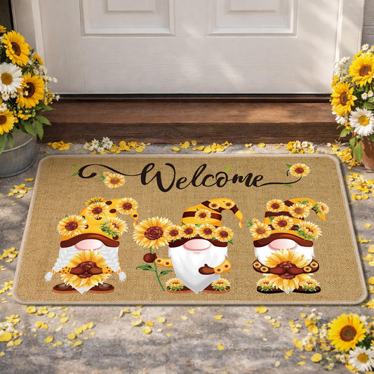 Zhanmai Welcome Mats Door Mat Indoor Entrance Cute Decorative Outdoor Doormats Non Slip Outside Door Mats for Front Spring Rugs, 16" x 28"(Sunflower)