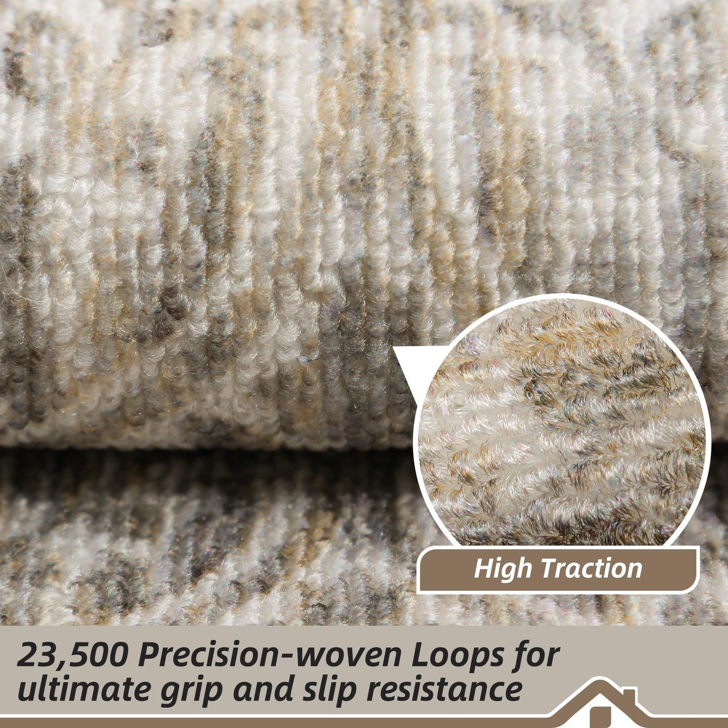 BEQHAUSE Stair Treads for Wooden Steps Non-Slip Machine Washable Carpet Stair Treads 8"X30" Soft Indoor Stair Runner for Kids Elders and Pets, 100% Polyester, TPE Backing, 4pcs, Beige/Malt Yellow