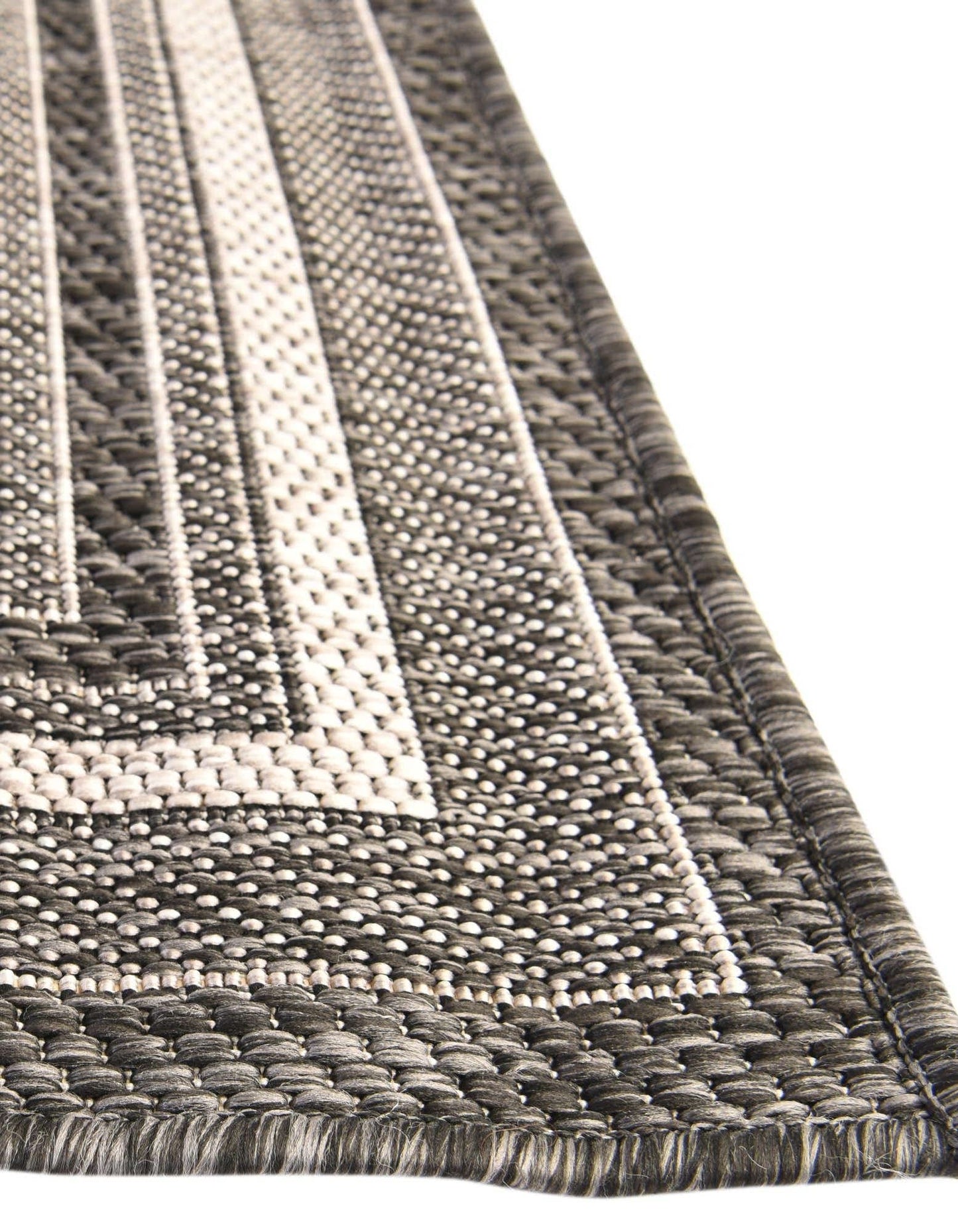 Unique Loom Outdoor Border Collection Area Rug - Soft Border (3' 3" x 5' 3" Rectangle, Black/ Ivory)