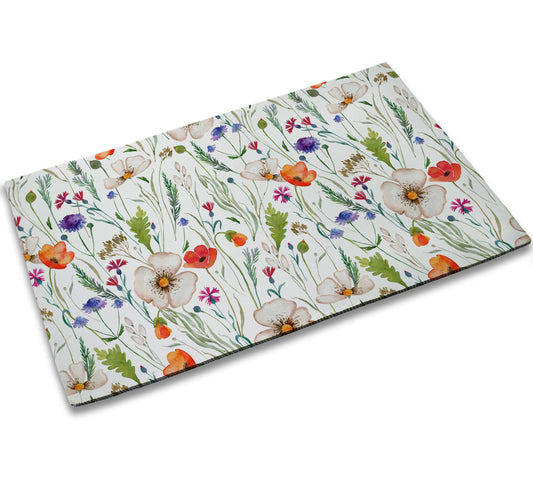 TUBAMQ Wildflowers Entrance Door Mat, Green Herbs Floral Spring Sunmer Decor Welcome Doormat, Non-Slip Carpet Rugs Floor Mat Decorative for Home/Bathroom/Kitchen/Indoor 17"x30"