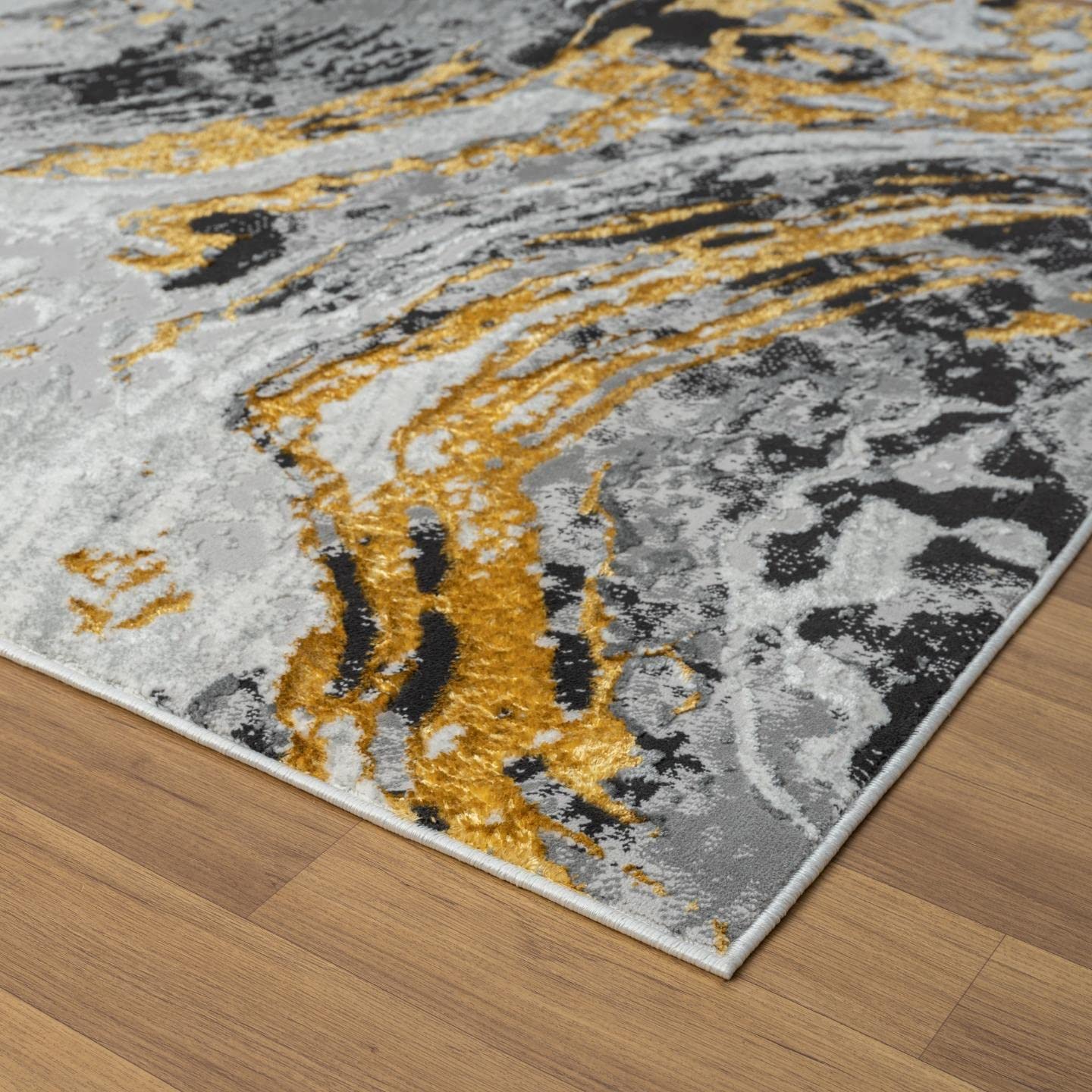 LUXE WEAVERS Marble Swirl Gold 2x3 Area Rug