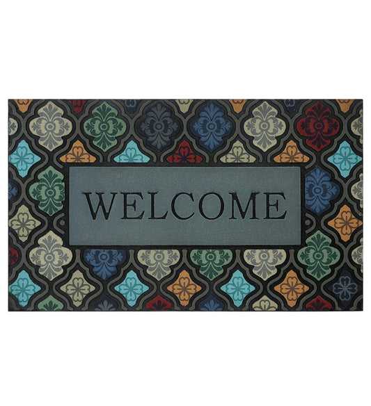 iouwy Durable Outdoor Welcome Door Mat 18×30 Inch, Heavy Duty Front Door Mat Outside Entrance for High Traffic Areas, Non Slip Rubber Back for Indoor and Outdoor Entrances, Colorful Flower