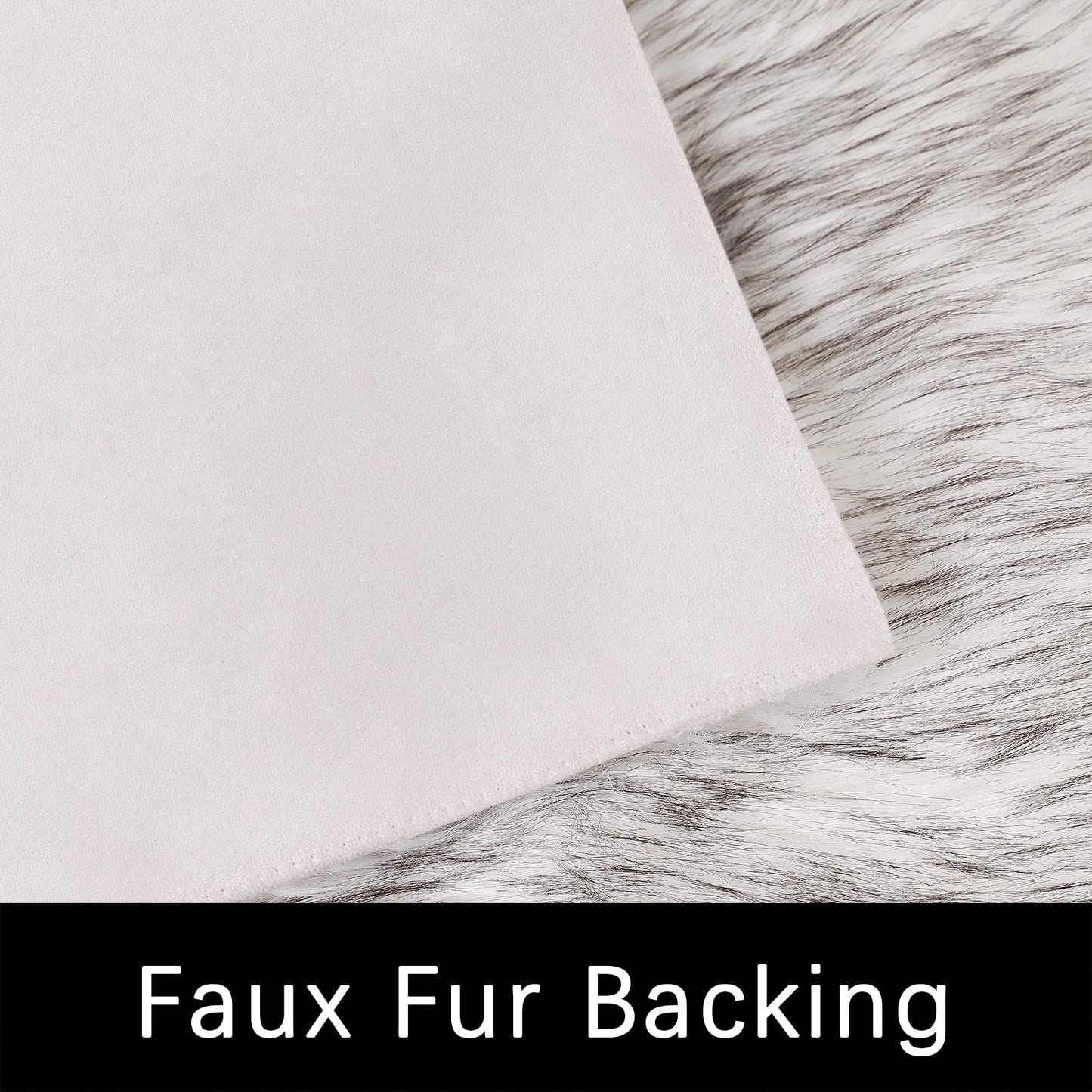Latepis Large Rug for Living Room Rugs 6.7x10 White with Grey Tips Faux Sheep Skin Fur Rug for Bedroom Fluffy Furry Rugs Home Décor, Rectangle