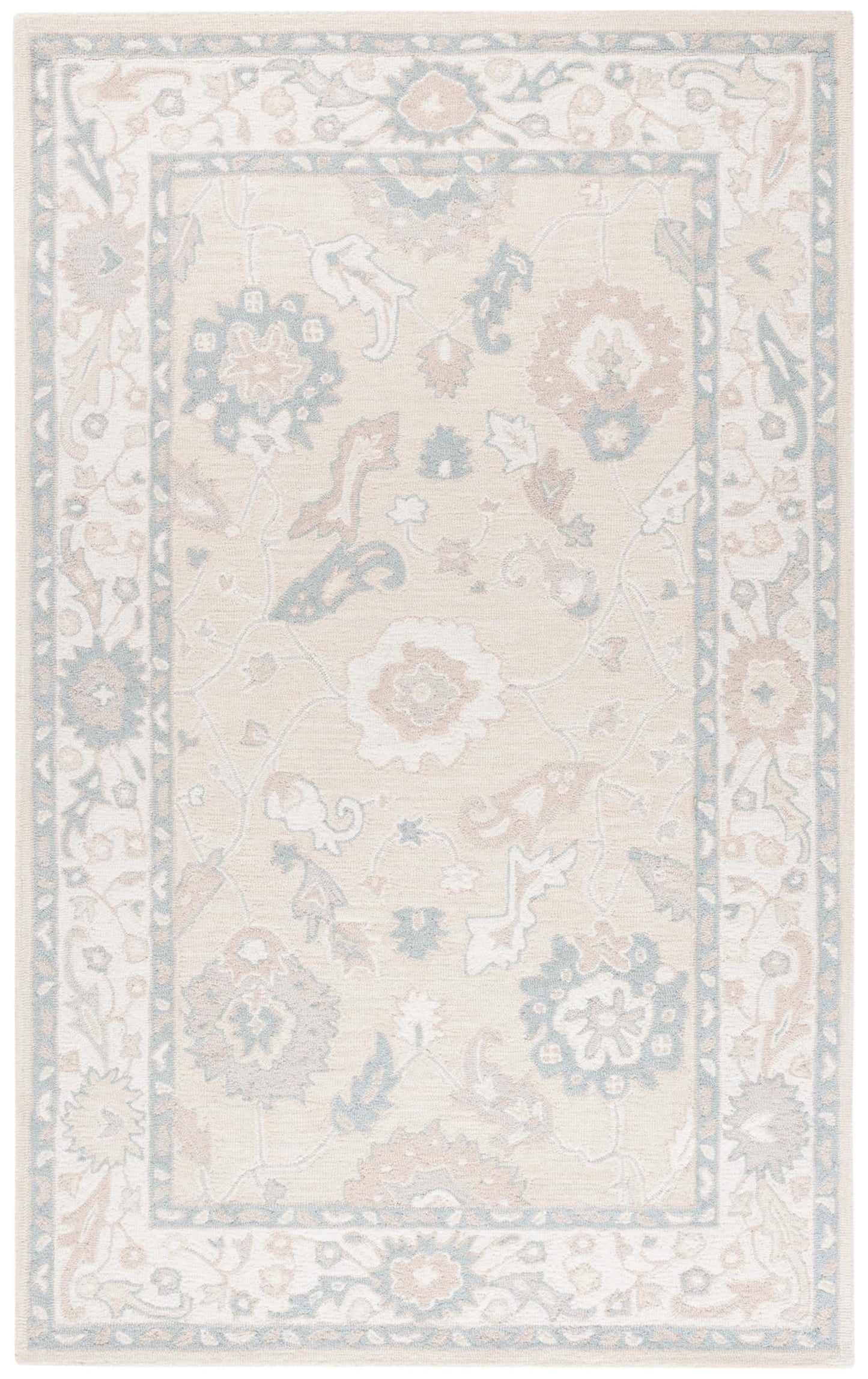 SAFAVIEH Ebony Collection Area Rug - 6' x 9', Beige & Ivory, Handmade Wool, Ideal for the Living Room, Bedroom, Dining Room (EBN136B-6)