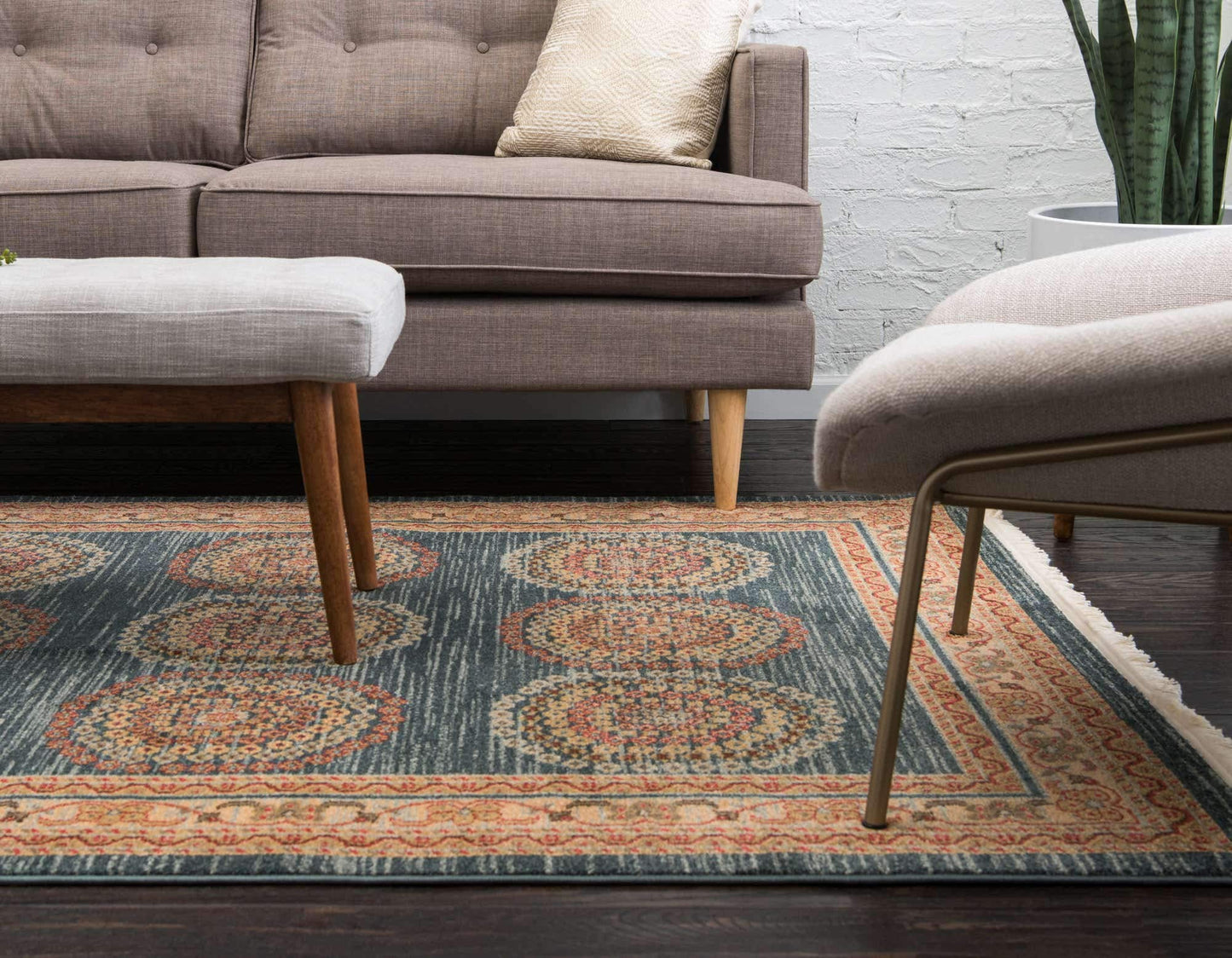 Unique Loom Fars Collection Modern Medallion Tribal Design with Natural Hues Area Rug (5' 0 x 8' 0 Rectangular, Navy Blue/ Beige)