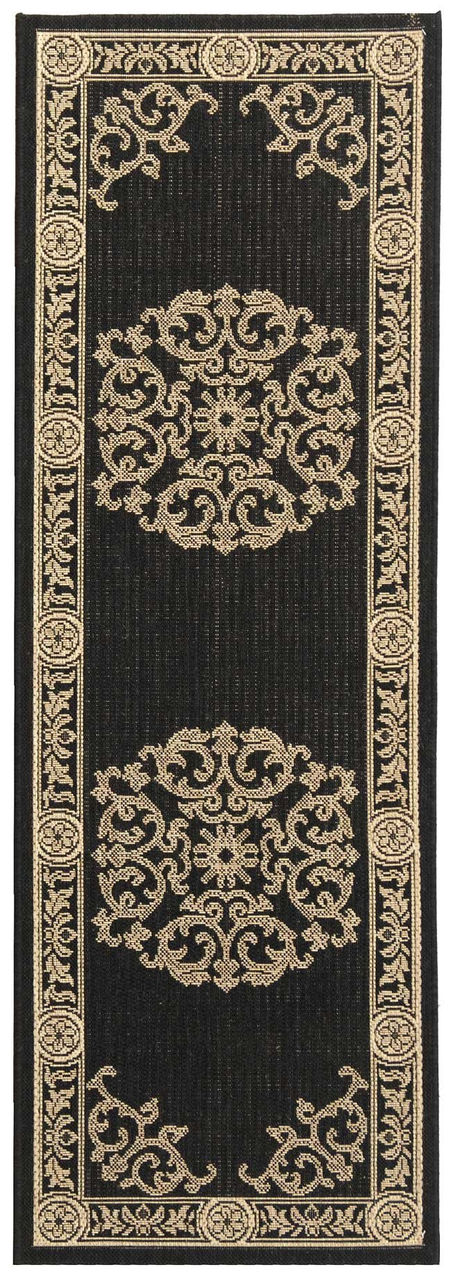 SAFAVIEH Washable Rug Outdoor Courtyard Collection - 2'3" x 12' Runner, Black & Sand, Non-Shedding & Easy Cleaning, Ideal for Patio, Entryway, Mudroom, Hallway, Kitchen (CY2914-3908)