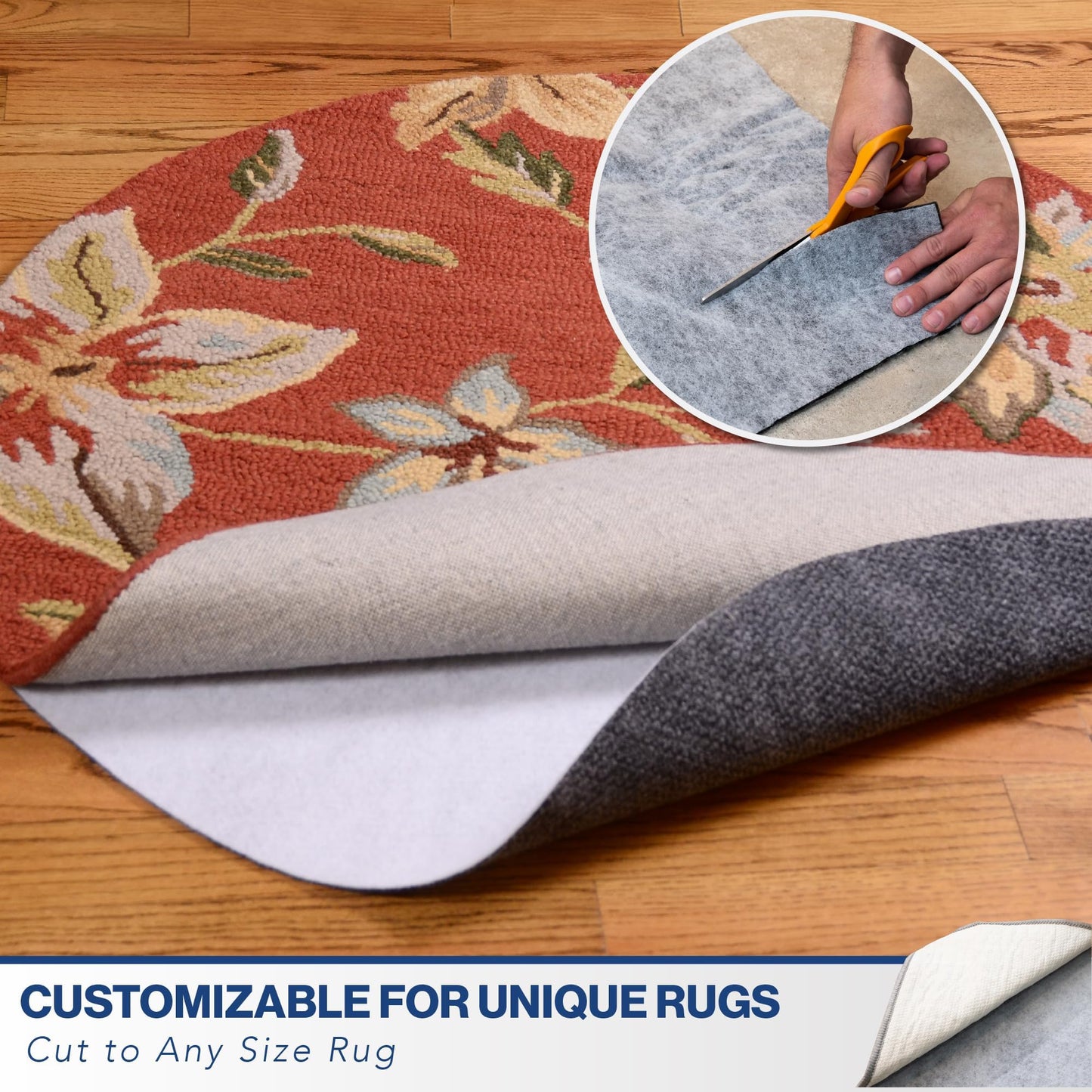 Teebaud 4' x 6' Non-Slip Rug Pad, Reversible Gripper, Non Skid Pads for Hardwood, Vinyl, Tile, Laminate Floors, Keep Area Rugs Secure, Natural Materials Safe for Indoor Flooring, ¼” Thick