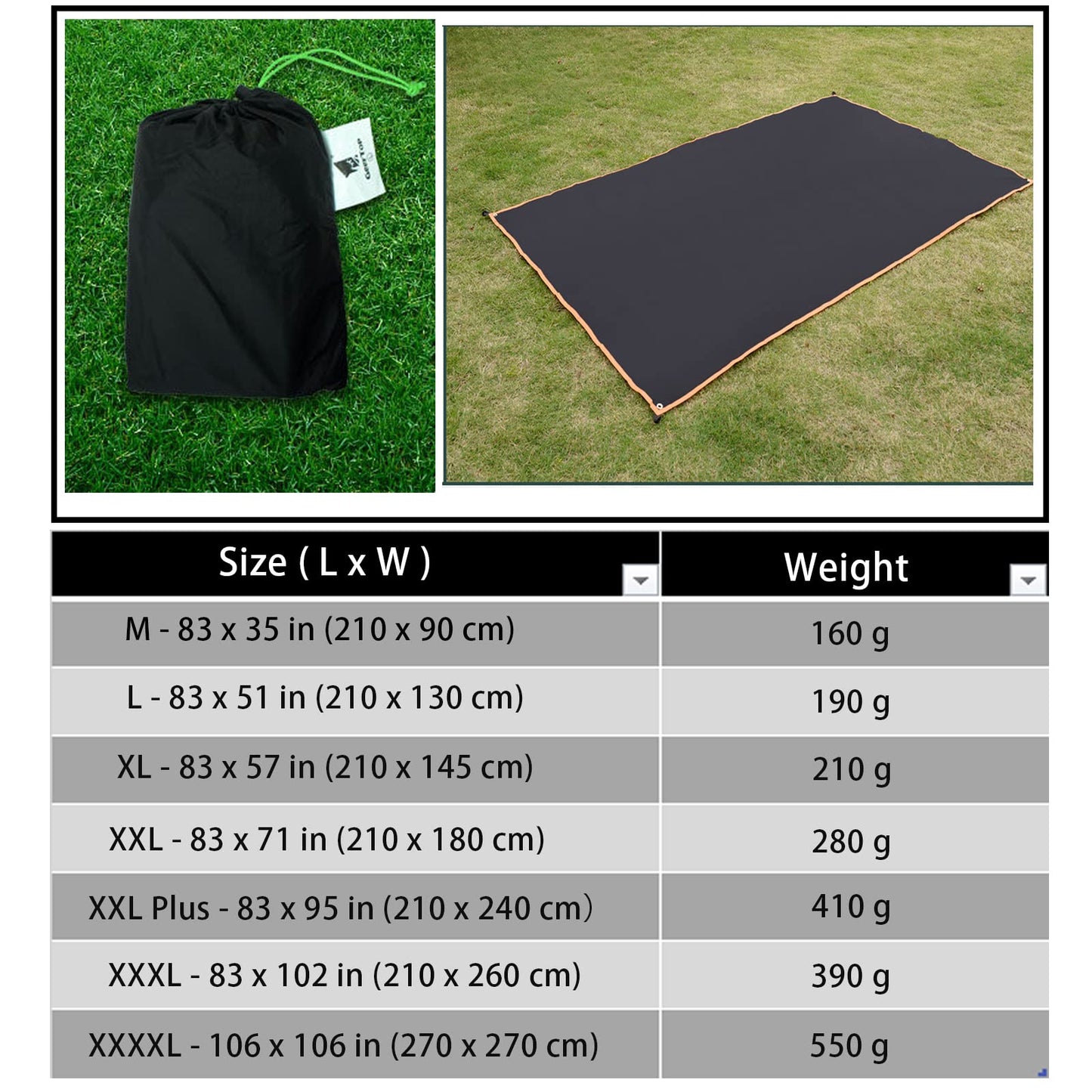 GEERTOP Tent Footprint Ultralight Tent Tarp for Under Tent, Waterproof Ground Cloth Mat for Outdoor Camping Hiking Backpacking