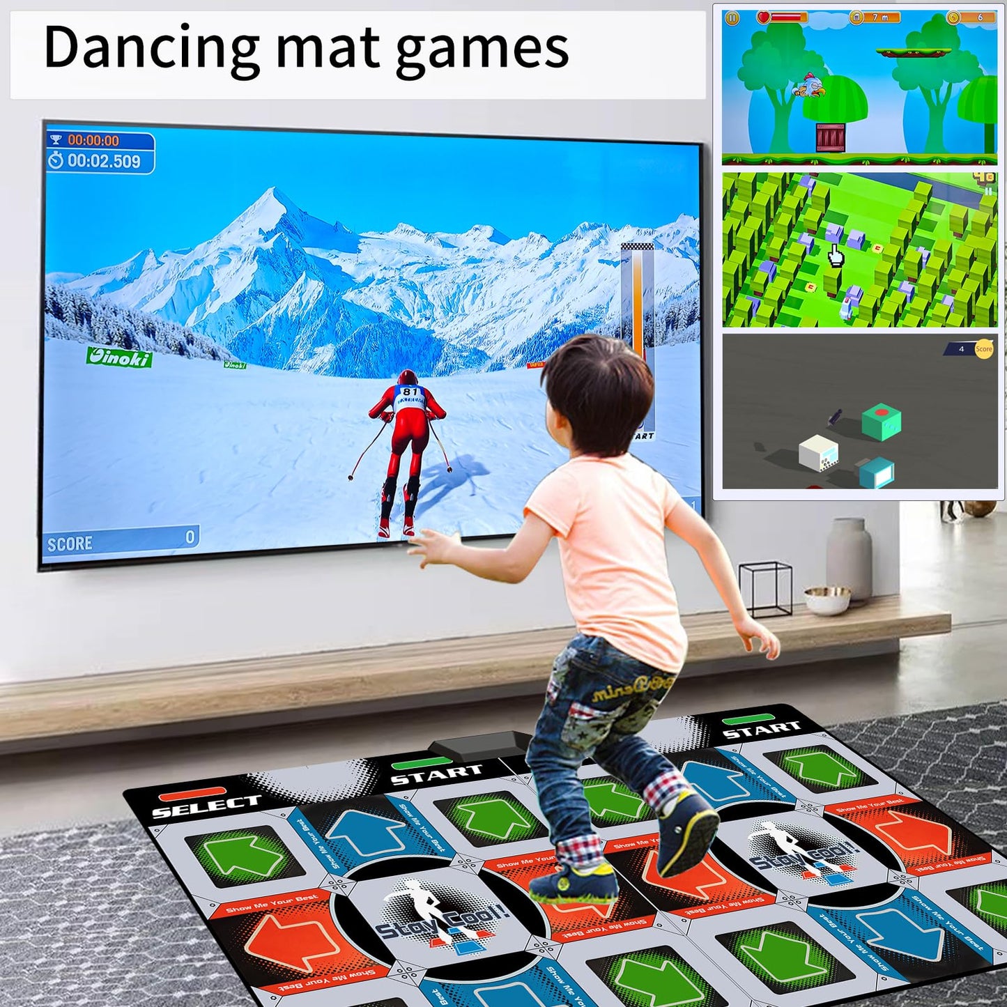 Damcoola TV Dance Mat Games - Wireless Music Electronic Dance Mat Fun Dance Fitness Games for Kids, Christmas and Boys and Girls Birthday Gift Ideas, Silver Gray