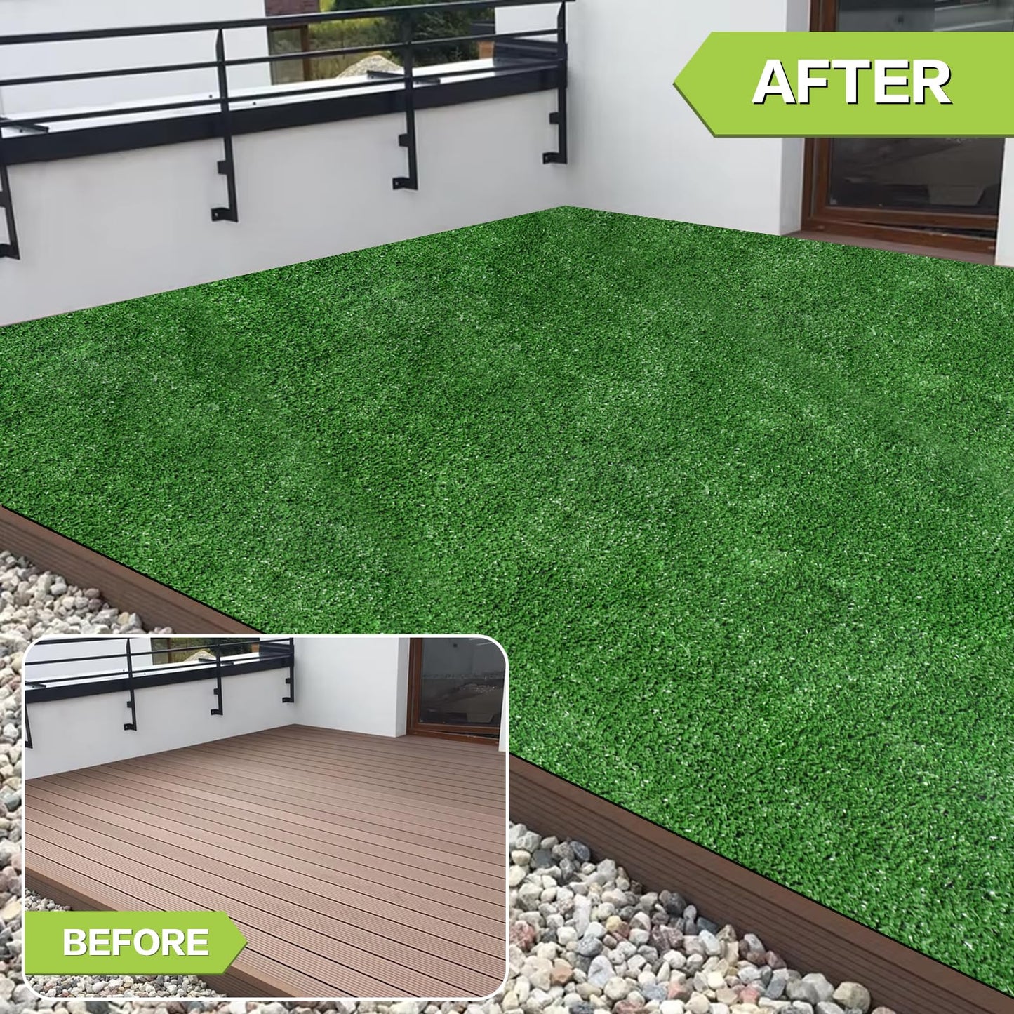 Artificial Grass Door Mat Lawn Pet Turf 6' x 10', Synthetic Faux Grass Carpet with Drainage Holes, 0.4" Pile, Customized Fake Turf Rug for Entryway Garden Backyard Patio Balcony