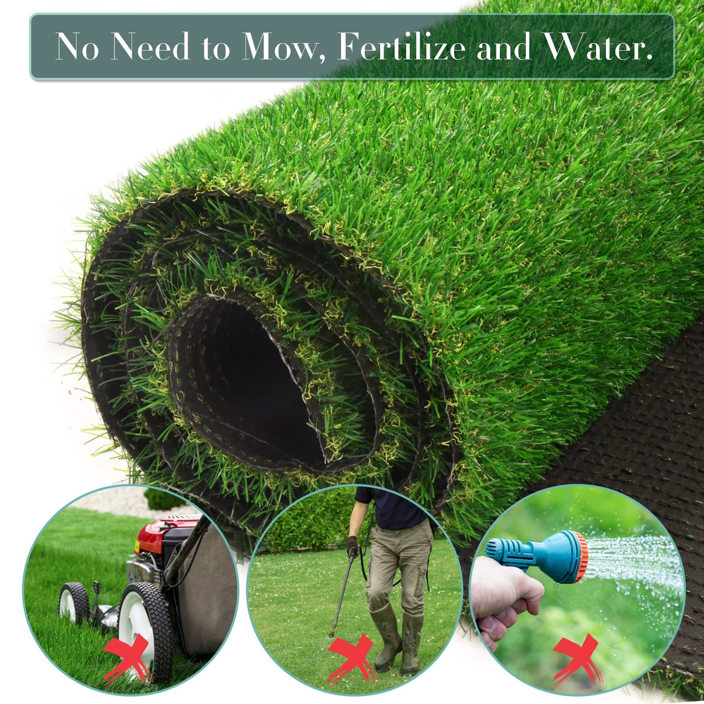 Artificial Grass Rug 3 FT x 5 FT, FREADEM Artificial Turf Mat with Drainage/Rubber Backing, Fake Grass Carpet for Garden Lawn, Patio, Landscape, Balcony, 0.8" Pile Height