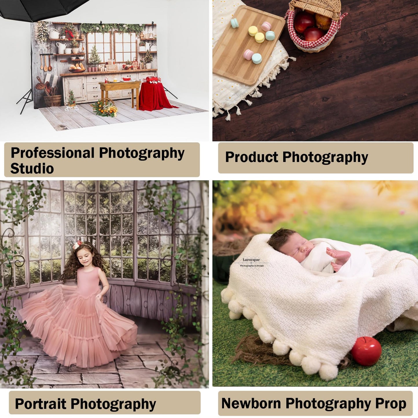 Kate Light Brown Wood Floor Mats Photography Floor Mats Newborn Photography Props Rubber Wooden Wall Floor Backdrop for Professional Photographer 5x4ft