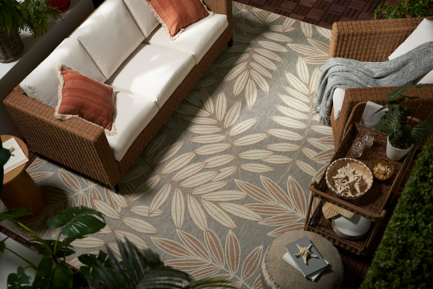 Nourison Home Aloha Natural 7' x 10' Area Rug - Easy Clean, Non Shedding, Bed Room, Living Room, Dining Room, Kitchen (7' x 10')