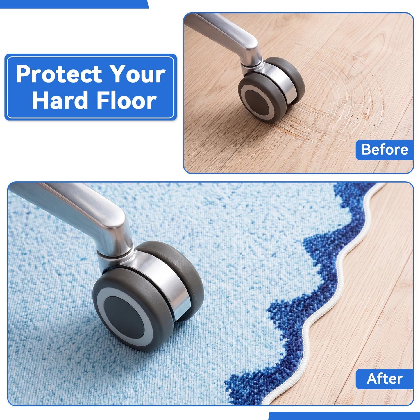 Breling Office Chair Mat for Hardwood Floor & Tile Floor, 36" x 48" Large Anti-Slip Floors Protector, Under Desk Gaming Rug for Rolling Computer Chair for Office Home(Scallop Edge,Blue)