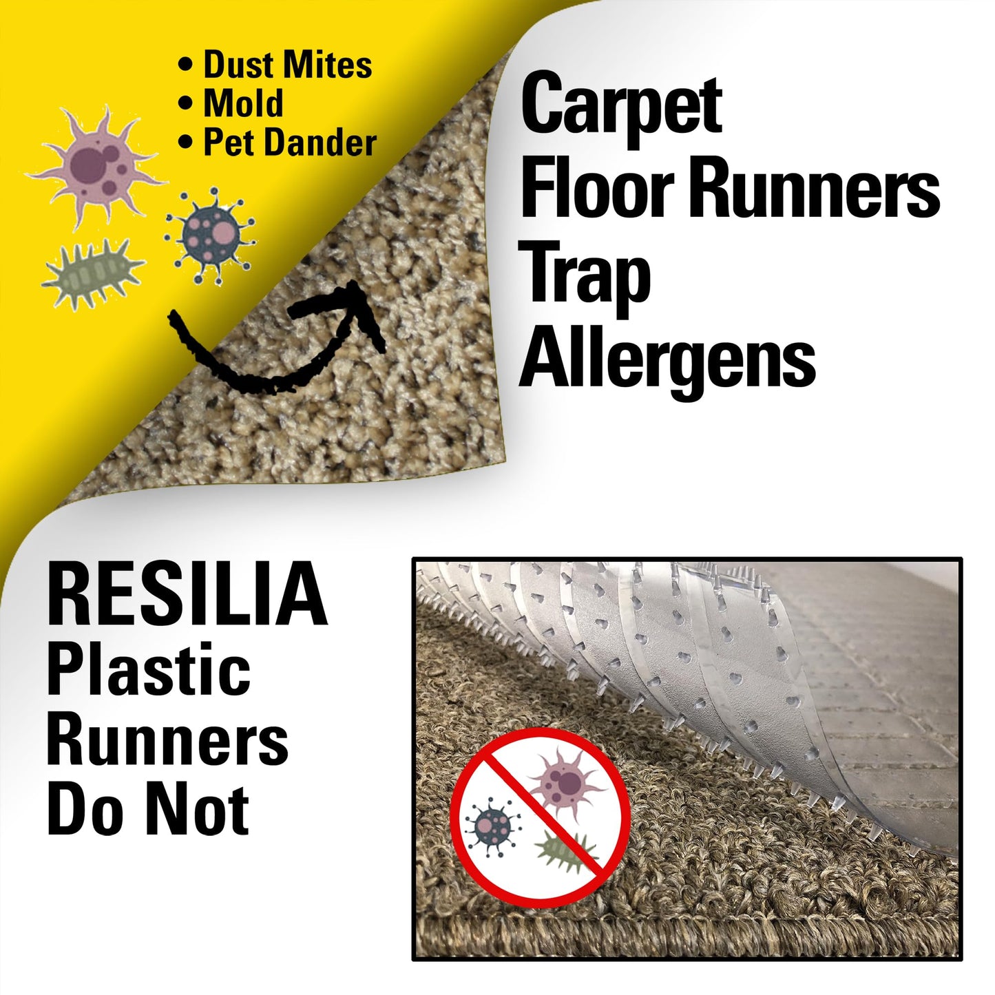 RESILIA Premium Clear Floor Protector Mat – Heavy-Duty Plastic Vinyl Covering for Hardwood, Tile, or Laminate Floors, Table, or Desk –American Modern Pattern 27" x 12' Waterproof Roll, Made in USA