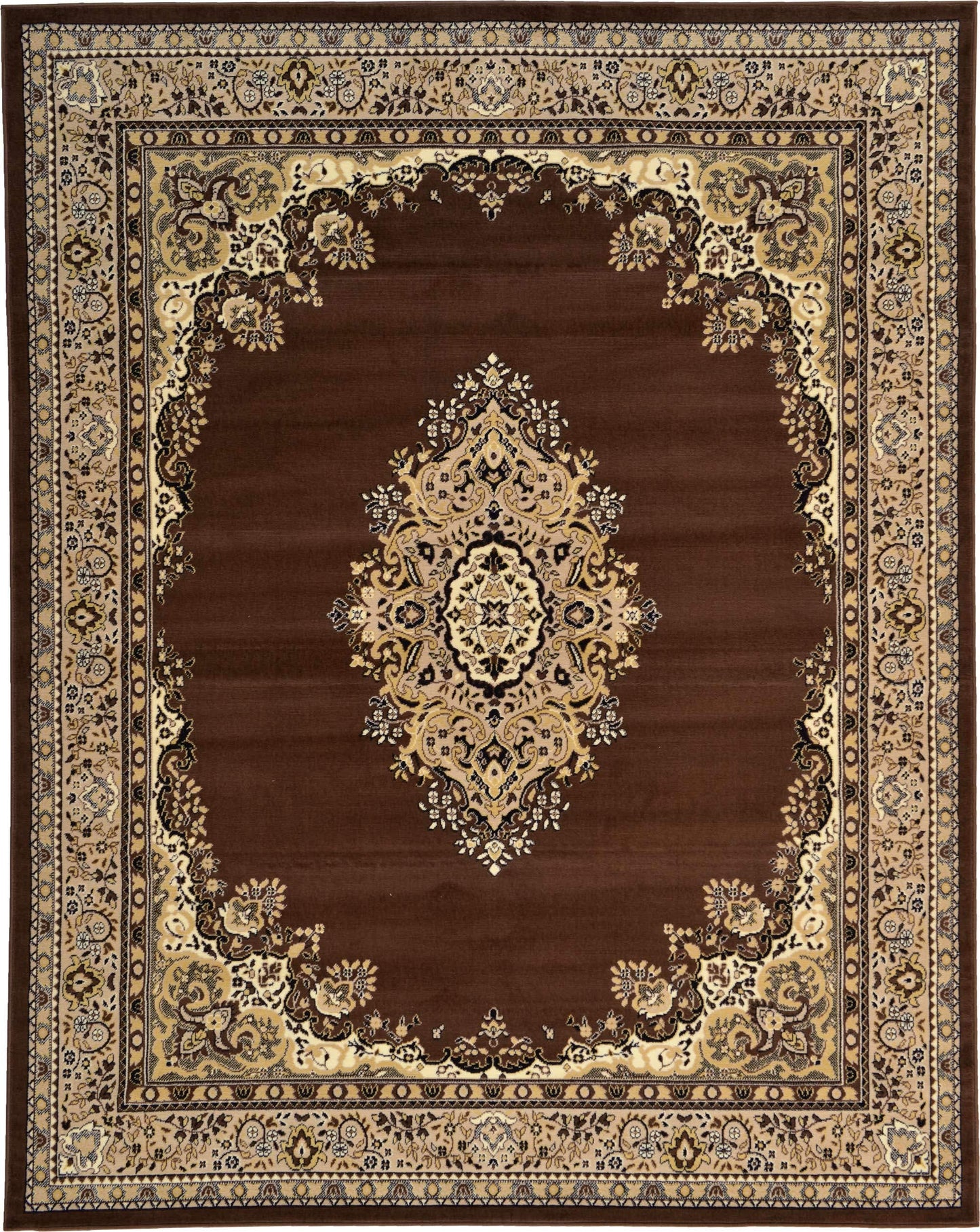 Unique Loom Reza Collection Traditional Persian Style Area Rug, 8 x 10 ft, Brown/Ivory