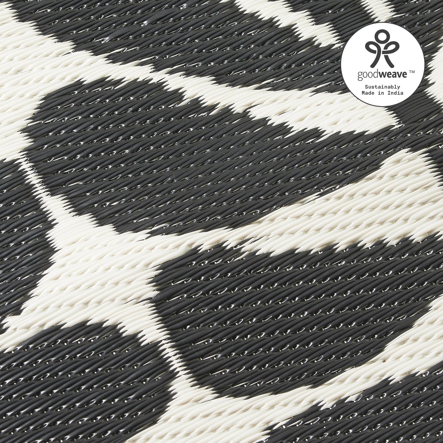 Fab Habitat Outdoor Rug - Waterproof, Fade Resistant, Crease-Free - Premium Recycled Plastic - Tribal, Black & White - Large Patio, Deck, Sunroom, Camping, RV - Serowe - Black - 5 x 8 ft