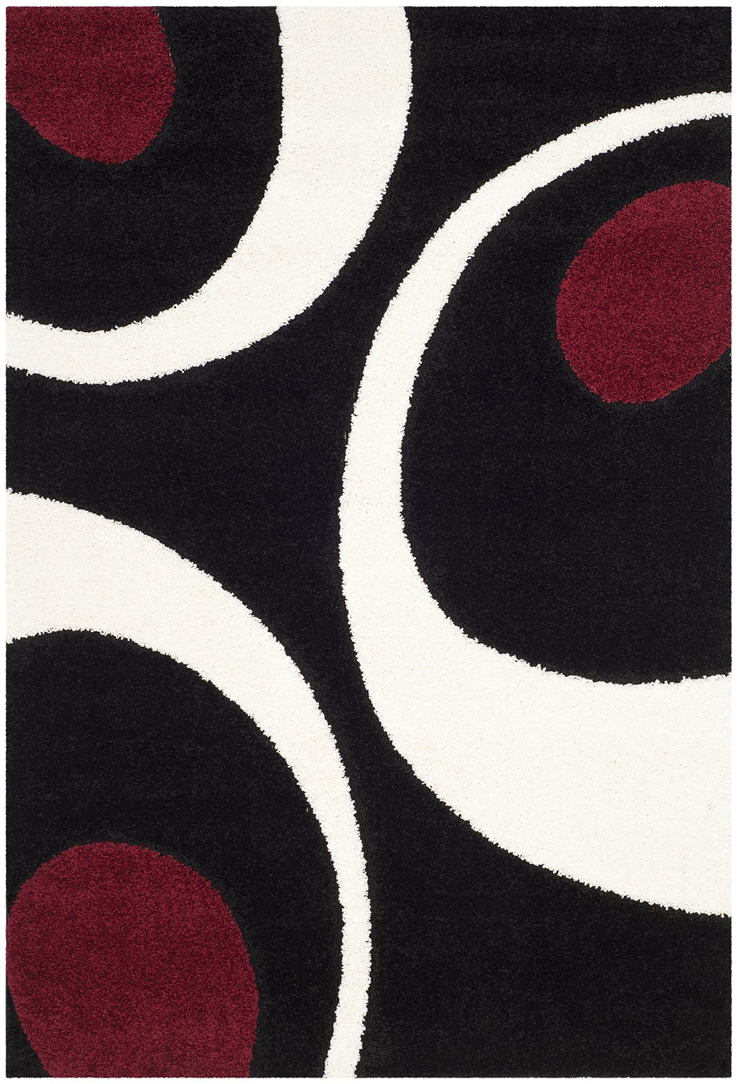 SAFAVIEH Florida Shag Collection Accent Rug - 3'3" x 5'3", Black & Ivory, Non-Shedding & Easy Care, 1.2-inch Thick Ideal for High Traffic Areas in Entryway, Living Room, Bedroom (SG474-9012)