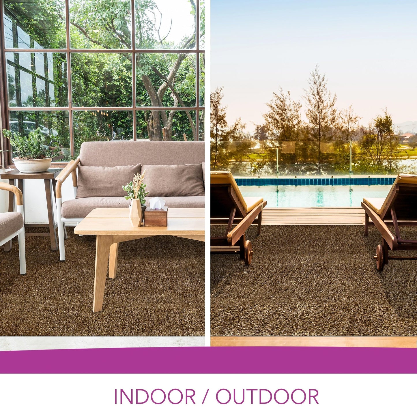 iCustomRug Synthetic Grass Rug – 12 x 15ft Brown Tan Turf Carpet for Patios, Yards, Boats, Camping – Indoor/Outdoor Use
