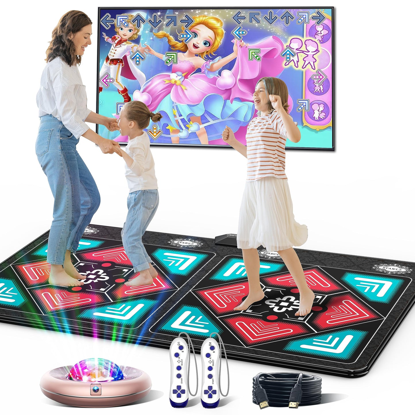 HAPHOM Dance Mat for Kids and Adults, Anti-Slip Wireless Electronic Dance Pad for TV, Plug and Play Sports Dance Mat Game with Smart Camera and 2 Controllers, Gift idea（Classic Snowflake）