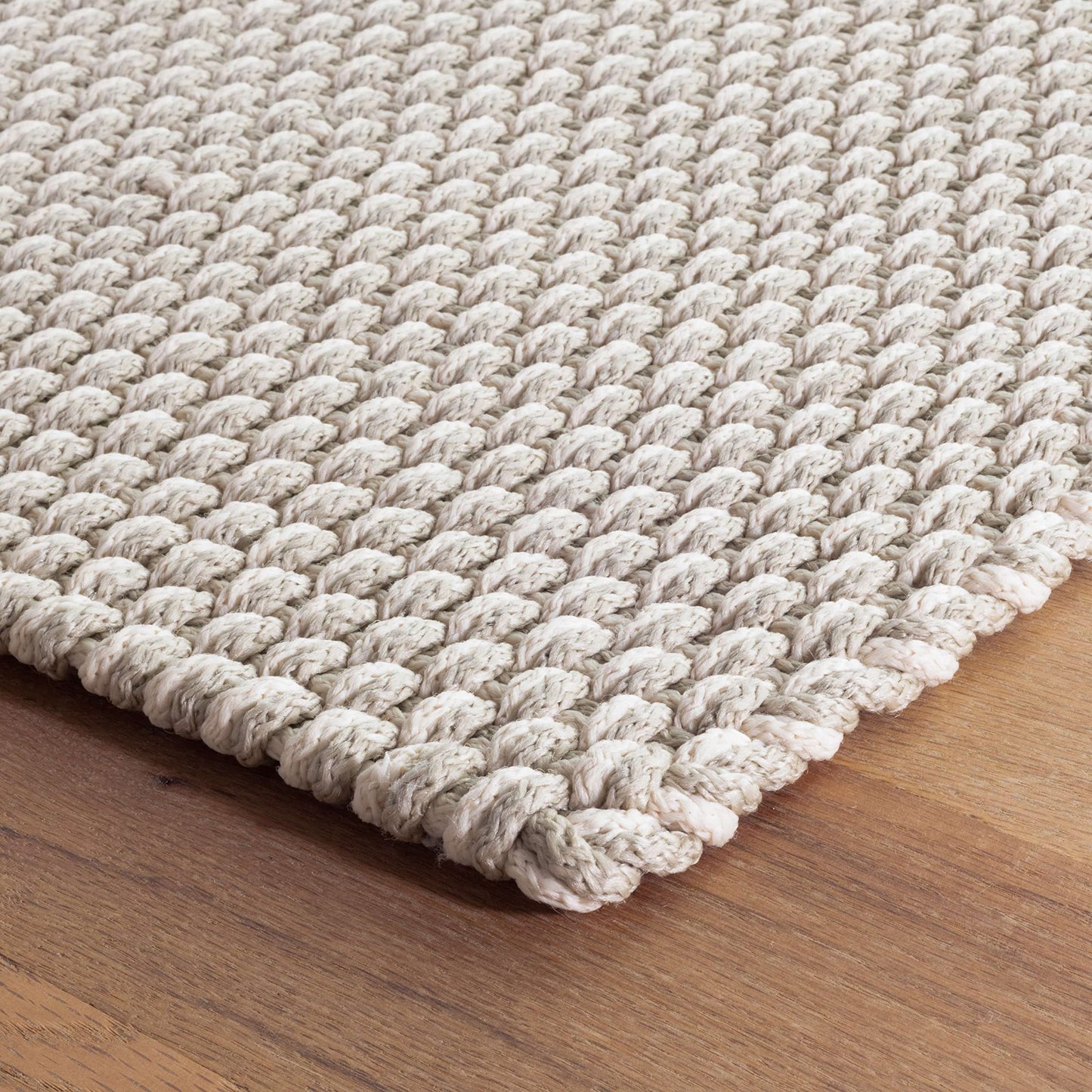 Dash and Albert Two-Tone Rope Indoor/Outdoor Area Rug - 2' x 3' Platinum & Ivory Graphic Handwoven Washable Accent Rug - Durable, Fade Resistant, High Traffic