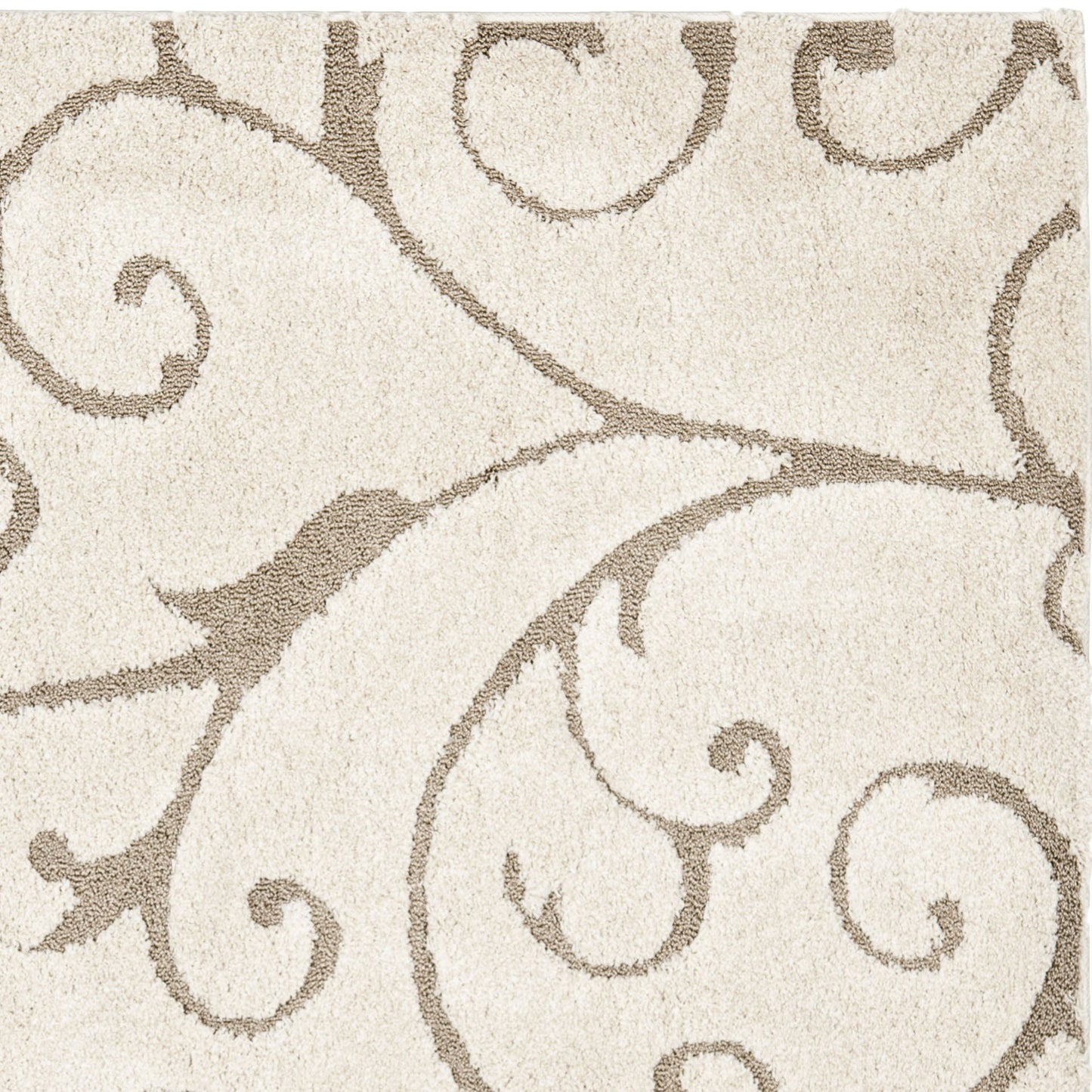 SAFAVIEH Florida Shag Collection Area Rug - 5'3" x 7'6", Cream & Beige, Scroll Design, Non-Shedding & Easy to Clean, High-Low Plush Pile, Ideal for Living Room, Bedroom, Dining Space (SG455-1113)