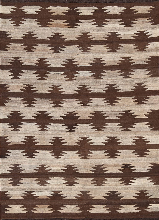 Rug Source Southwestern Collection, 5x6 Kilim Rug, Hand Woven Beige & Ivories Tribal Rug, Oriental 100% Wool Carpet for Foyer, Entryway and Hallway