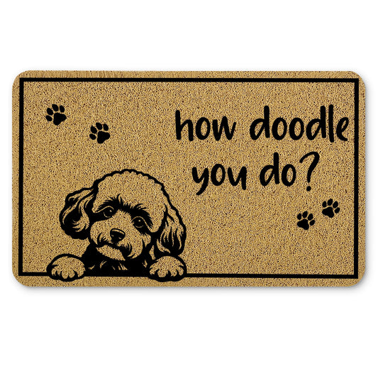Qnhij Funny Dog Door Mat, How Doodle You Do Doormat，Dogs Gifts Door Mat for Porch Outside Inside Outdoor Indoor Entrance, Goldendoodle Dog Gifts Bath Rug, 17x30 Inches