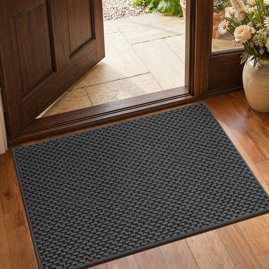 MatMaven Dirt Trapper Door Mat 20"x 32",Non Slip Washable Doormat,Stain Resist and Absorbent Welcome Mat,Dog Door Mats,Low Profile Entrance Floor Mats for Front Back Door,Dark Grey