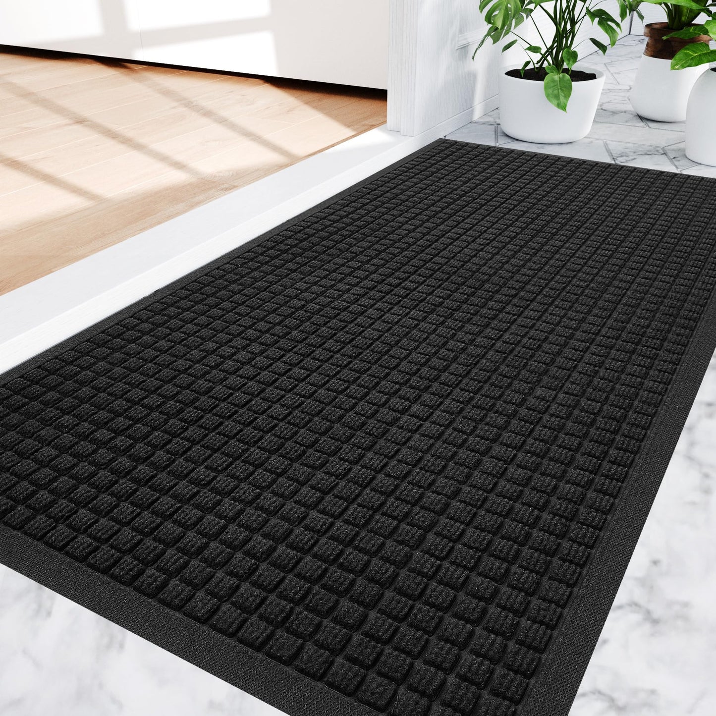 Amyracel Front Door Mat Indoor Outdoor Entrance, 36" x 48" Heavy Duty Commercial Floor Mat, All-Season Waterproof Rubber Back Doormat for Entryway, Fade Resistant, Low Profile, Easy Clean