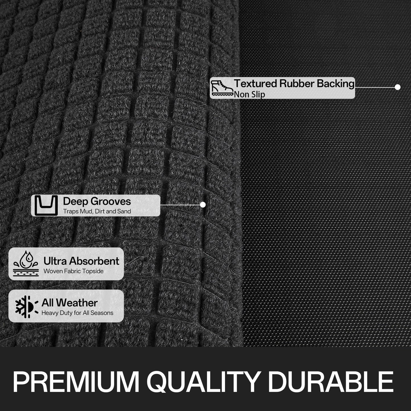 Cybstrax Front Door Mat Indoor Outdoor, 36"x60" Heavy Duty All-Weather Doormat, Non-Slip Waterproof Absorbent Commercial Floor Mat for Garage, Patio, High Traffic Areas