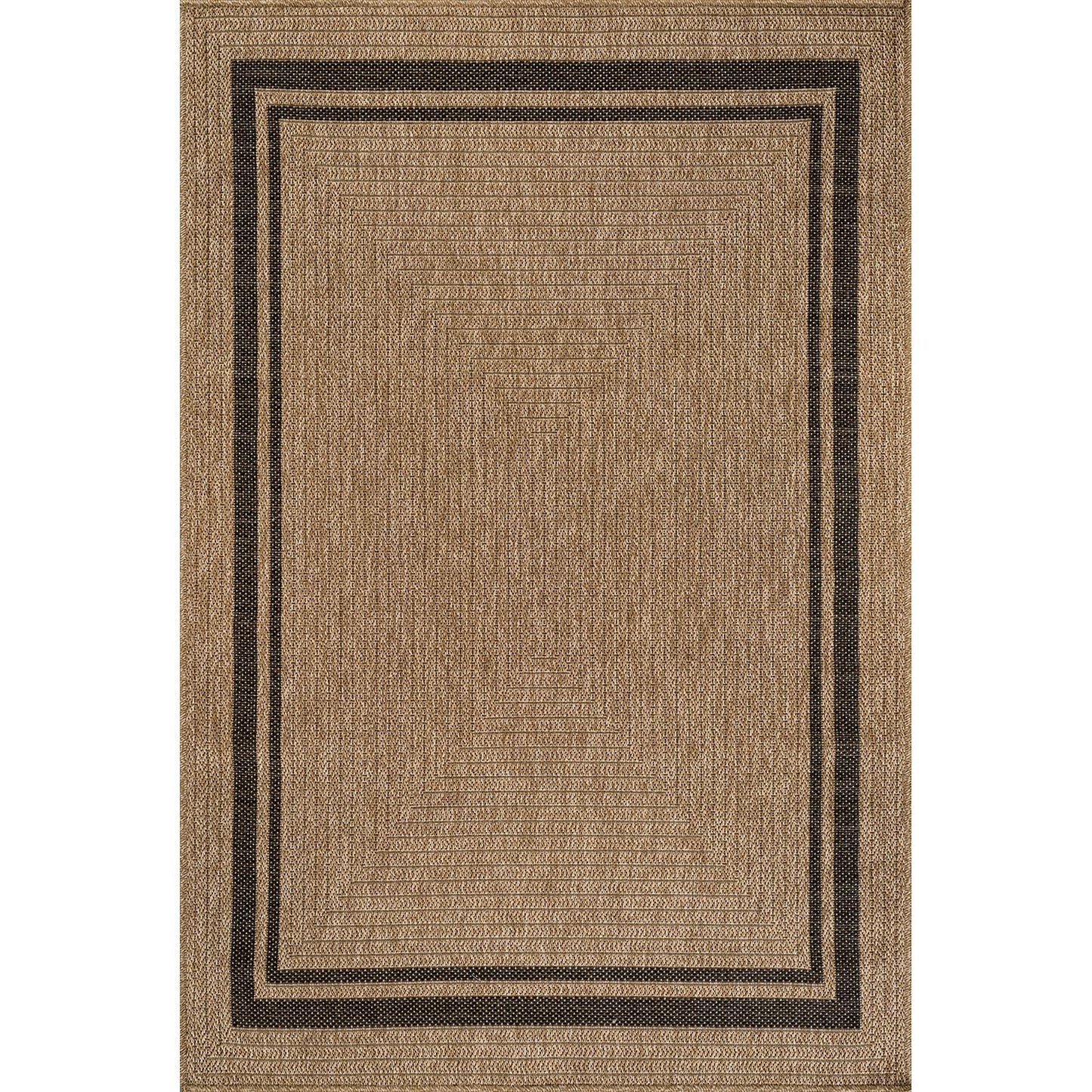 Beverly Rug Easy Jute Bordered Rug 6x9 Washable Durable Indoor Outdoor Area Rugs for Living Dining Room Patio Office Stain Resistant Non Shedding Casual Indoor Outside Carpet 6 x 9 Natural