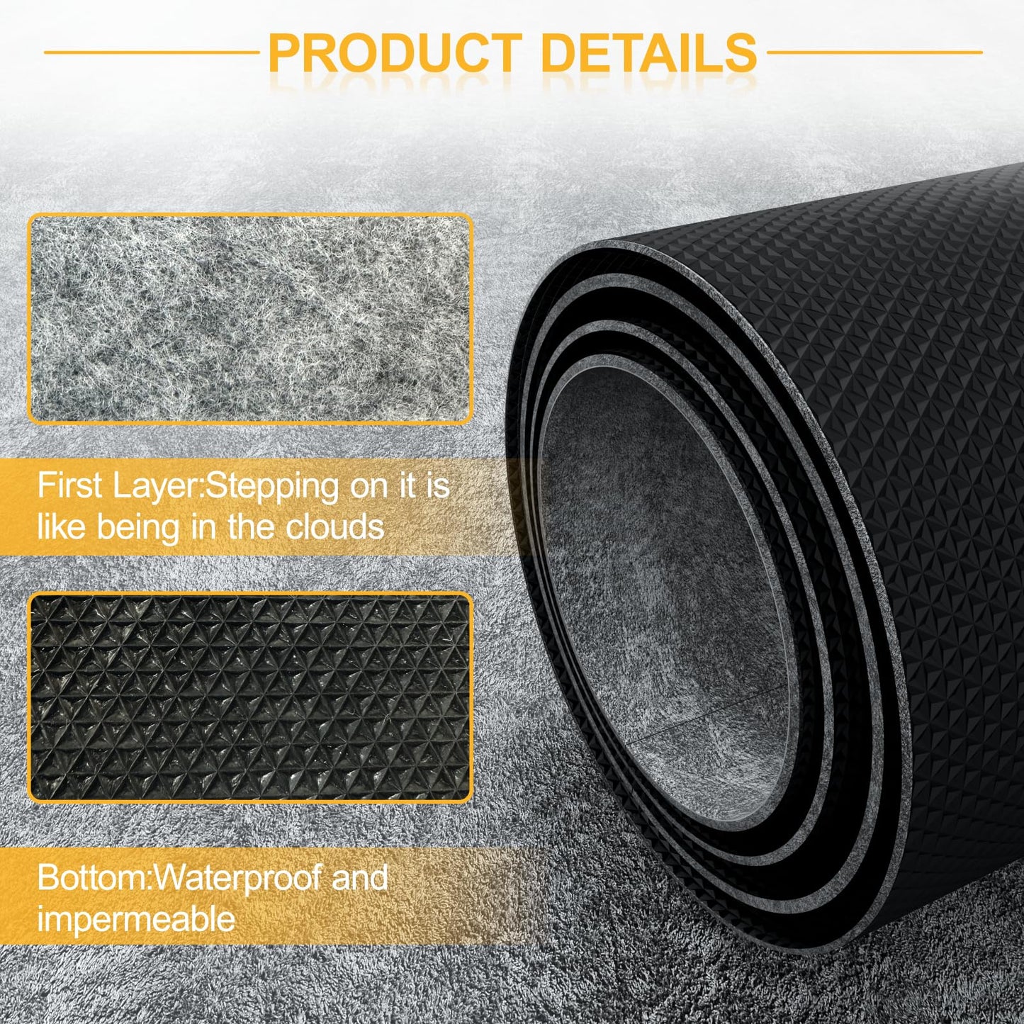 Non Slip Felt Rubber Rug Pad, Thick Felt Rug Pads for Hardwood Floors, Under Area Rugs Protective Cushion Pads for Carpet, Felt and Rubber Underpad for Home Place Surface Safe (Grey, 2' x 6')