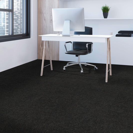Mohawk Home Peel and Stick Carpet Tiles 18x18 Inch Indoor Outdoor Polyester, Stain Resistant, Easy DIY Install (10 Tiles, 22.5 Sq Ft,Black Rib)