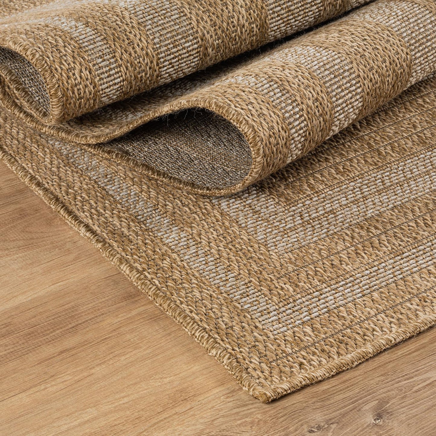 Beverly Rug Easy Jute Framed Border Rug 10x14 Washable Large Indoor Outdoor Area Rugs for Living Dining Room Patio Office Stain Resistant Non Shedding Casual Indoor Outside Carpet 10 x 14 Natural