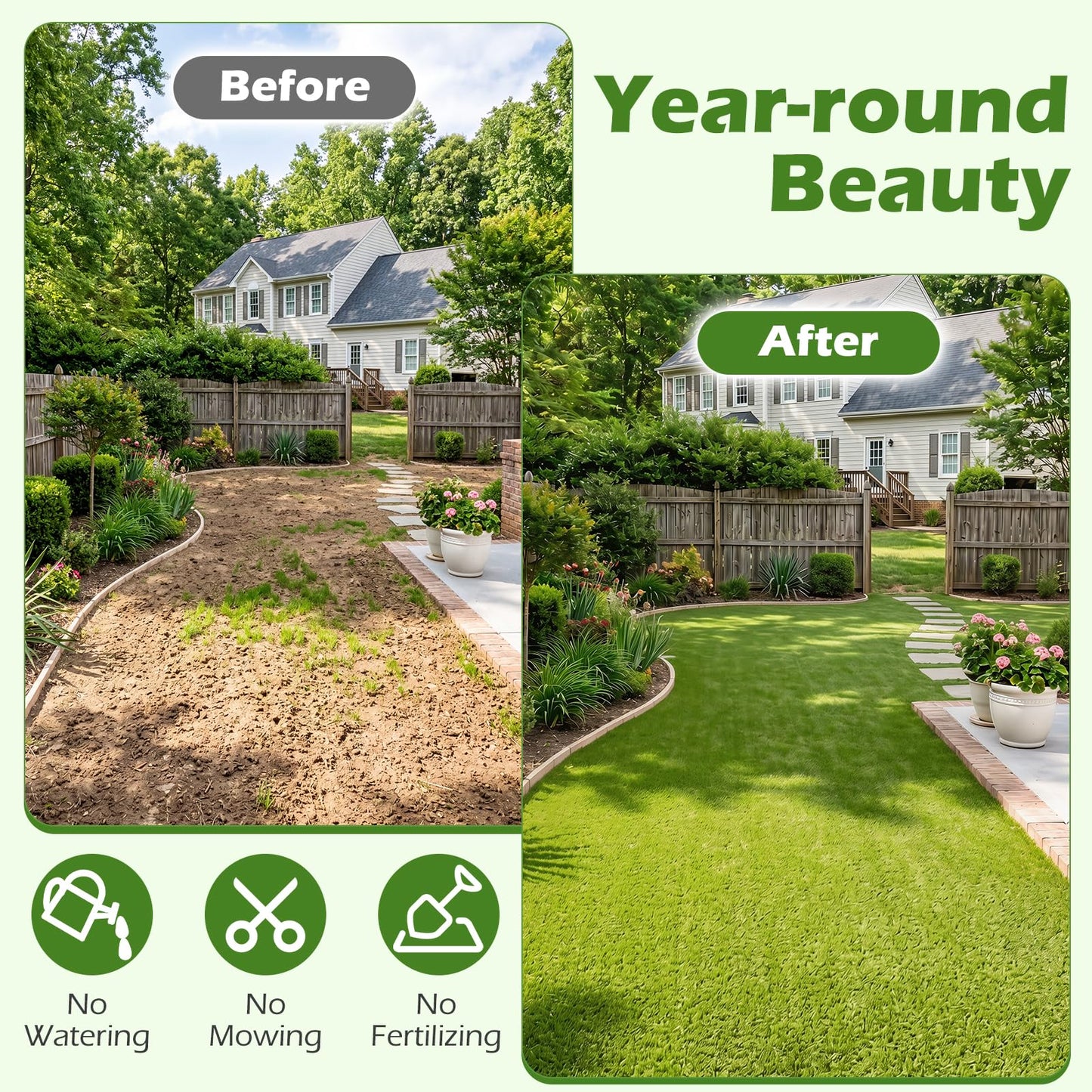 Tangkula 15 FT x 7 FT Artificial Grass Turf, Realistic Indoor Outdoor Garden Lawn Landscape Grass Turf with 0.75" Pile Height & Drainage Holes, Fake Faux Grass Dog Potty Pad for Patio, Lawn, Courtyard