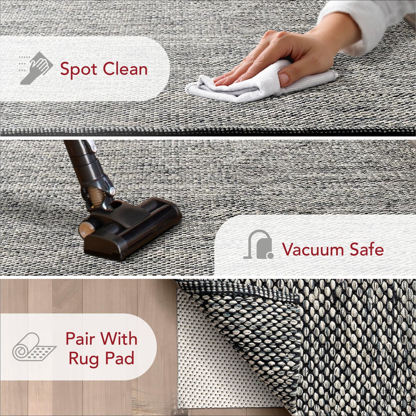 Nuloom Alessi Hand Woven, Grey, 11'6" x 14'6", Solid, Cotton, Soft and Gentle, High Traffic, Stain Resistant, Easy Clean, Durable Area Rug for Bedroom, Living Room, Dining Space, Den, Foyer, Entryway