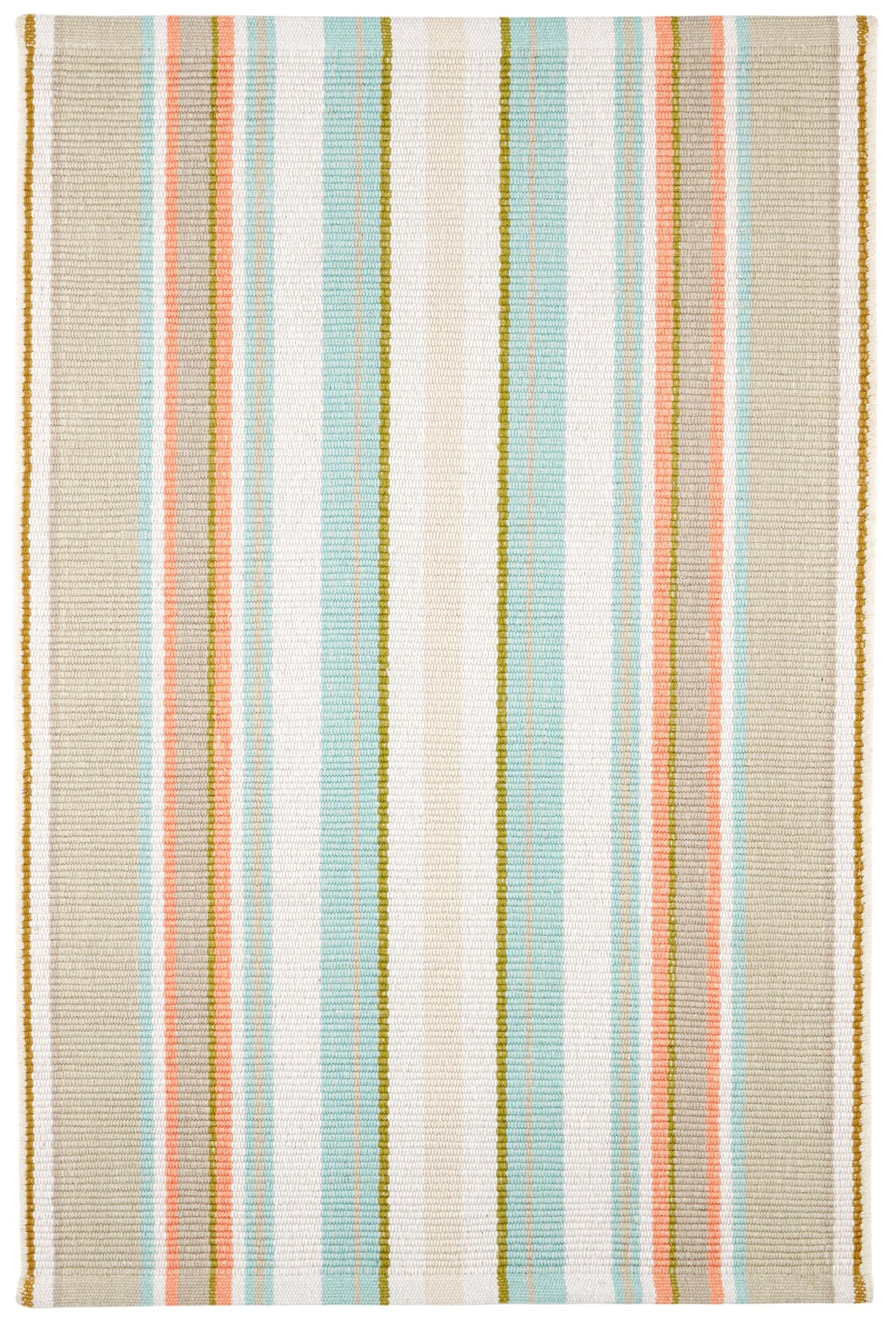 Dash & Albert Daphne Stripe Sky Handwoven Cotton Rug, Runner-2.5 X 8 Feet, Multi Stripe Pattern - Premium Luxury Hotel Quality Soft Breathable Hypoallergenic Machine Washable Easy Care All Season