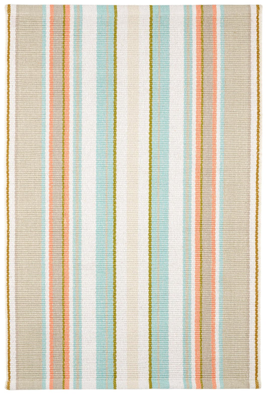 Dash & Albert Daphne Stripe Sky Handwoven Cotton Rug, Runner-2.5 X 8 Feet, Multi Stripe Pattern - Premium Luxury Hotel Quality Soft Breathable Hypoallergenic Machine Washable Easy Care All Season