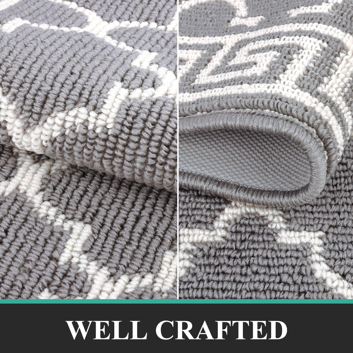 Pauwer Door Mat Indoor Entrance 20"x60" Absorbent Dirt Trapper Welcome Mats for Front Door Washable Entryway Rugs Ultra Thin Doormat Non Slip Runner Rugs for Hallway Kitchen Laundry Room, Grey