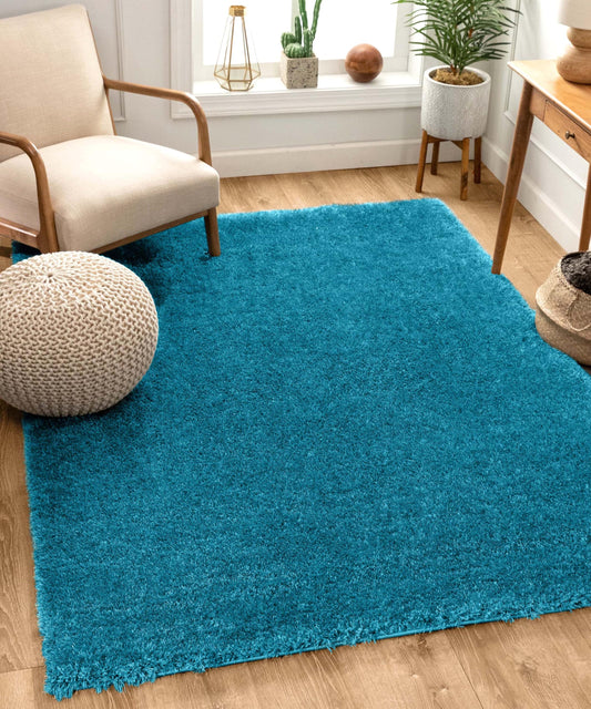 Well Woven Feather Collection Liza Shag Rug – Turquoise Blue, 9'3" x 12'6" for Grand Living Room and Dining Room - Soft Plush Feel