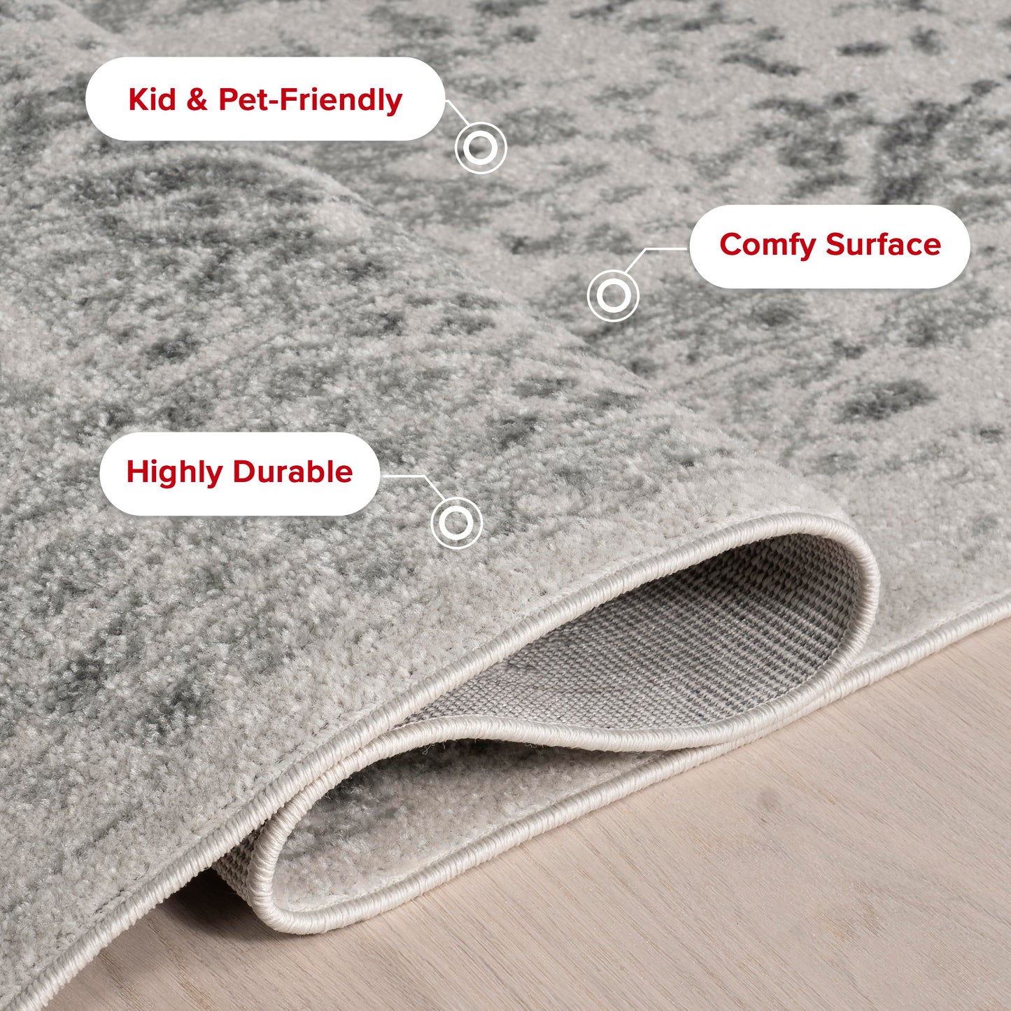 nuLOOM Odell Faded Vintage Area Rug, 4' x 6', Ivory, Rectangular, 0.47" Thick